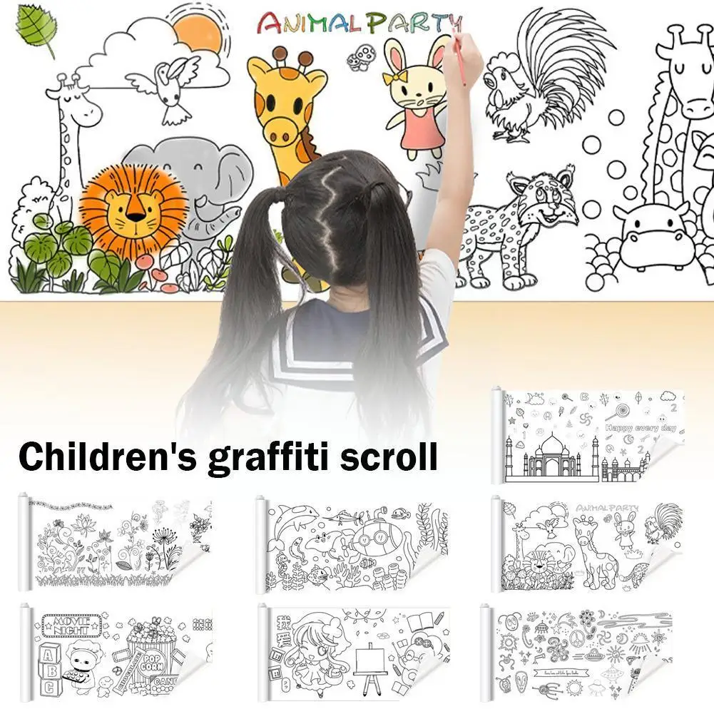 

Детский рулон для рисования, детская цветная бумага для граффити, Ранняя цветная бумага для заполнения, стикеры для рисования, обучающий рисунок, I2I1