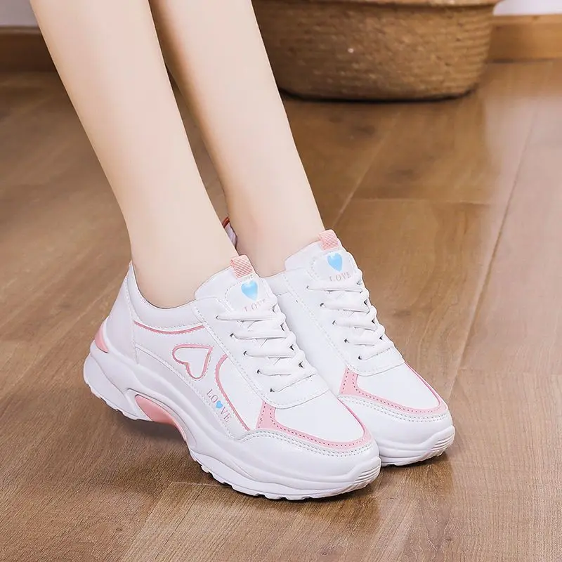 Women Shoes Heart-shaped Platform Sneakers Woman Walking Sports-shoes Breathable White Shoe Casual Sneaker Zapatos Mujer