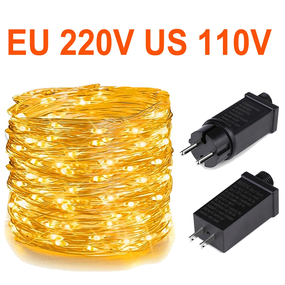

Waterproof High Power Copper Wire LED Light String With 24V Power Adapter EU /US Christmas Decoration Lamp Desk Wall Room Decor