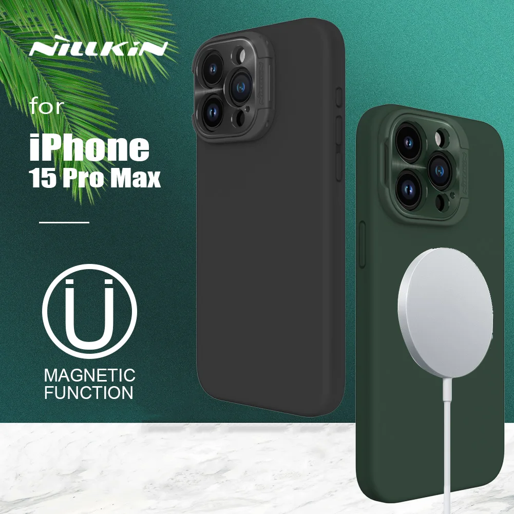 

for iPhone 15 Pro Max Case Nillkin for Magsafe Magnetic Camera Protection Case Liquid Silicone Cover for iPhone 15 Pro Lens Case