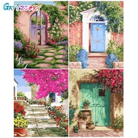 gatyztory painting by number flower door kits for adults handpainted diy coloring by number summer landscape home decoration 60x