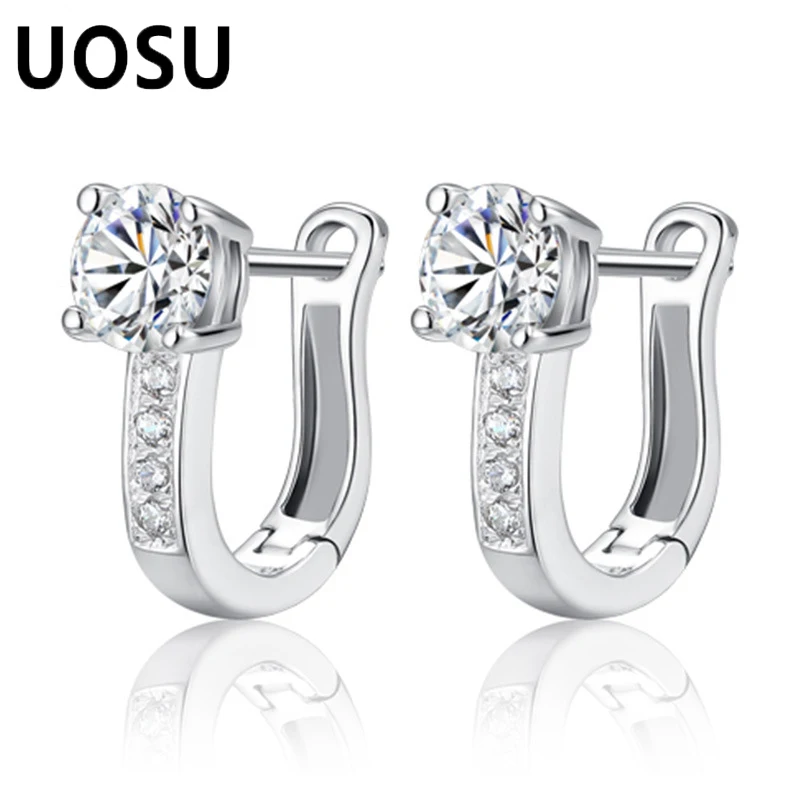 

UOSU 925 стерлинг серебристый хрустальный круг сережки для женщин ручной работы ювелирные изделия свадебный подарок помолвки 2023 новый