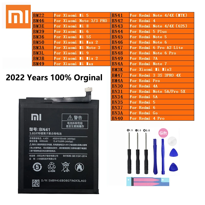 xiaomi phone battery redmi mi max note 2 3 3s 4 4a 4x 5 5a 5s 5x 6 6 7 7a 8 9 go pro plus a2 lite bn41 bn31 bm47 bn34 batteries free global shipping