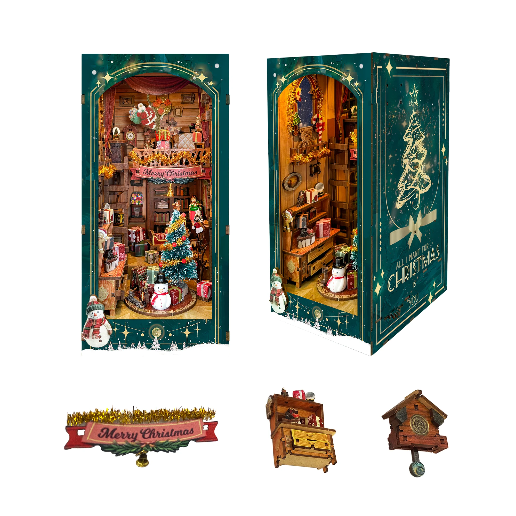 Деревянная полка-книжка с надписью &quotMerry Christmas" "сделай сам" набор вставок