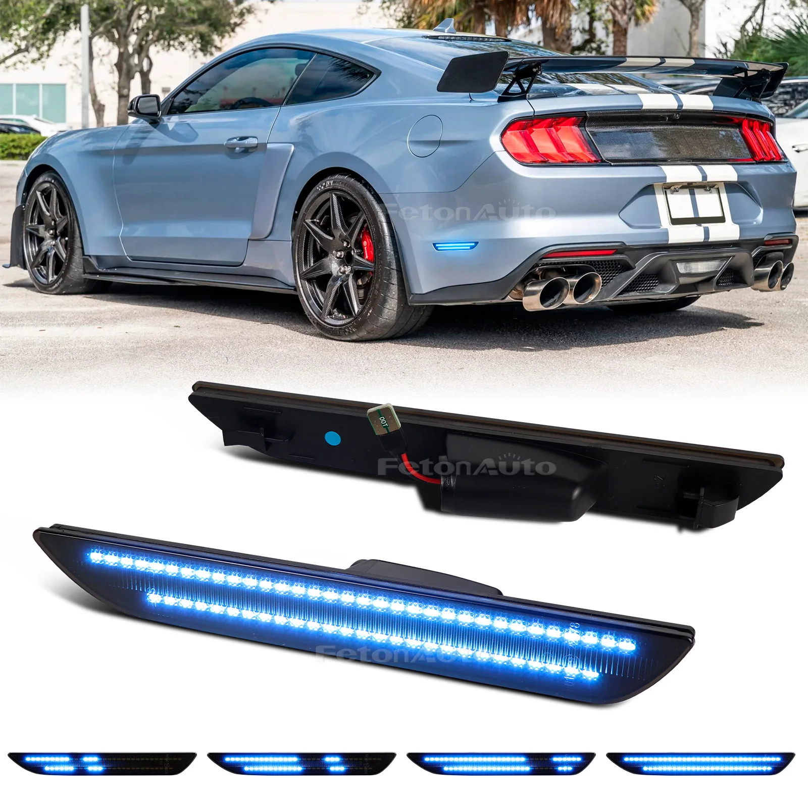 Динамический синий задний боковой габаритный фонарь, светодиодный индикатор на крыло автомобиля для Ford Mustang 2015 2016 2017 2018 2019 2020 2021 2022 2023