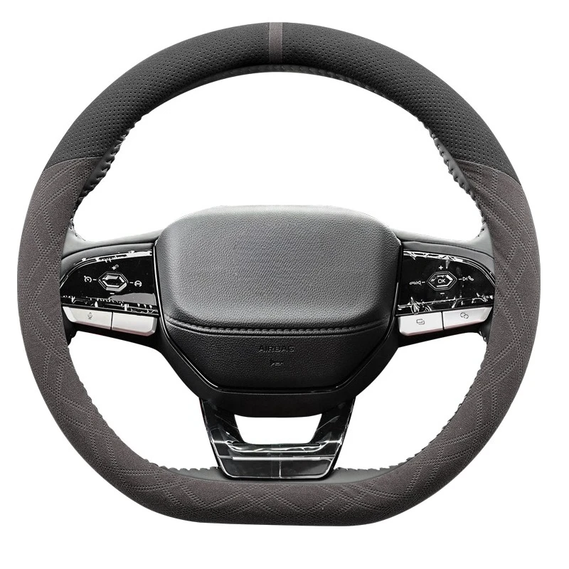 Фото Для Changan Raeton Plus Eado 2th CS75 Plus Замшевый кожаный чехол на руль Нескользящий прочный универсальный автомобильный аксессуар №3