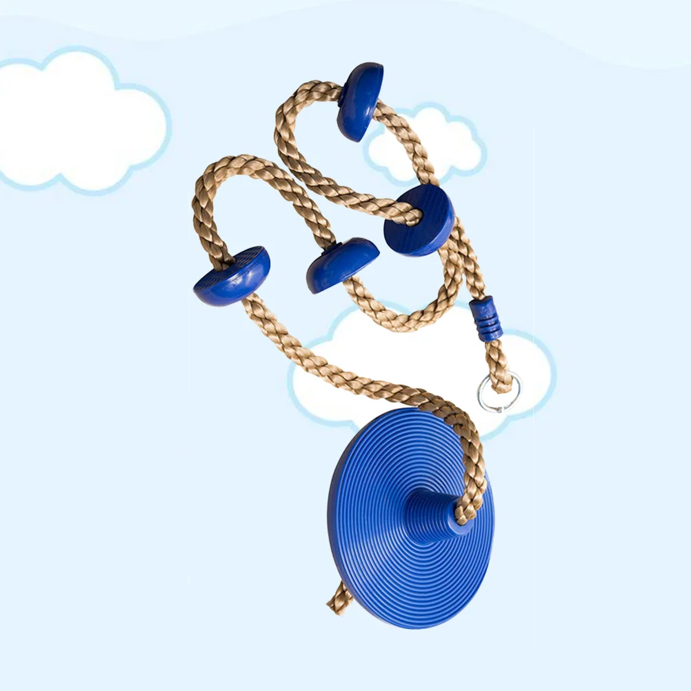 

Пластиковые круглые дисковые качели, Детские уличные дисковые качели с веревкой, детская игрушка-качели с деревом (синий)