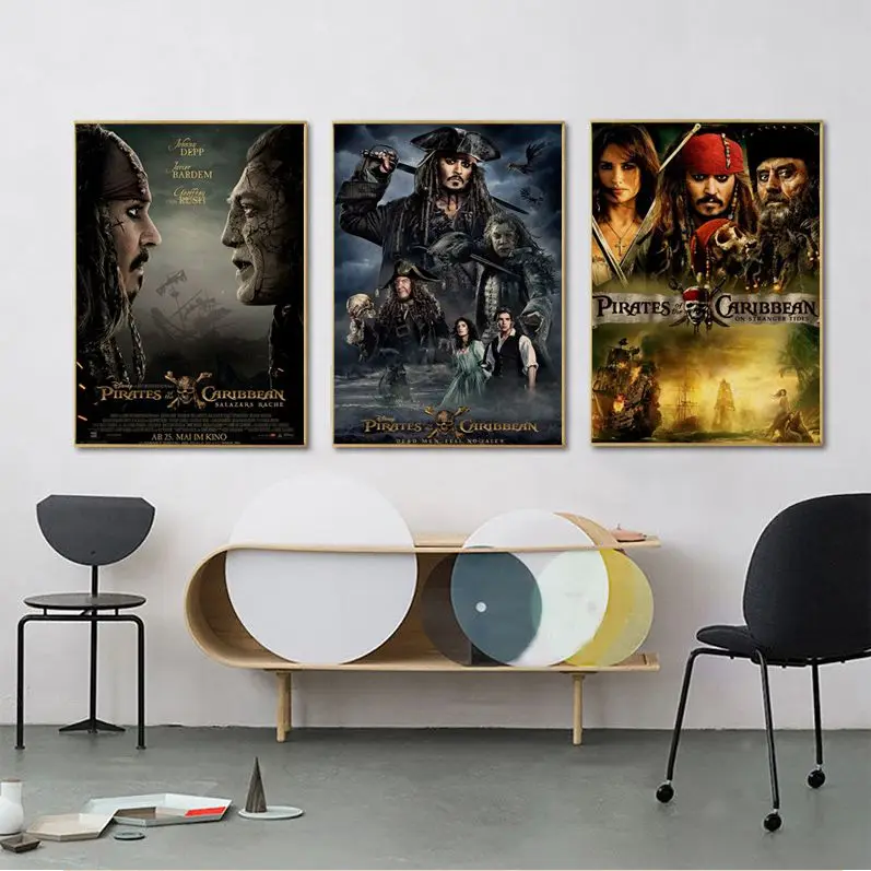 

Disney Pirates Of The Caribbean DIY Poster For Living Room Bar Decoration Vintage Decorative Painting