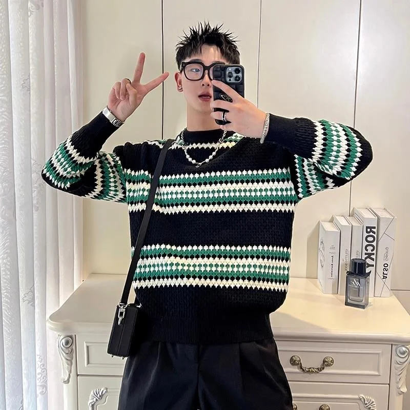 Персонализированный жаккардовый вязаный мужской осенне-зимний теплый свитер в