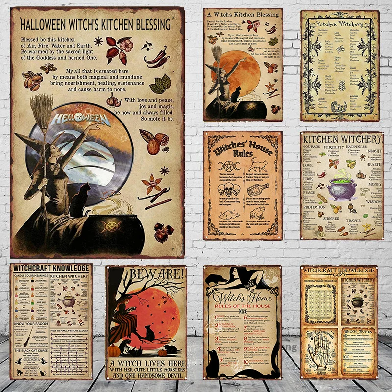

Vintage Witches Magic Knowledge Prix Metal Tin Sign Cafe Bar Plaque Studio Wall Home Decor Signs Home Decoration Accessories