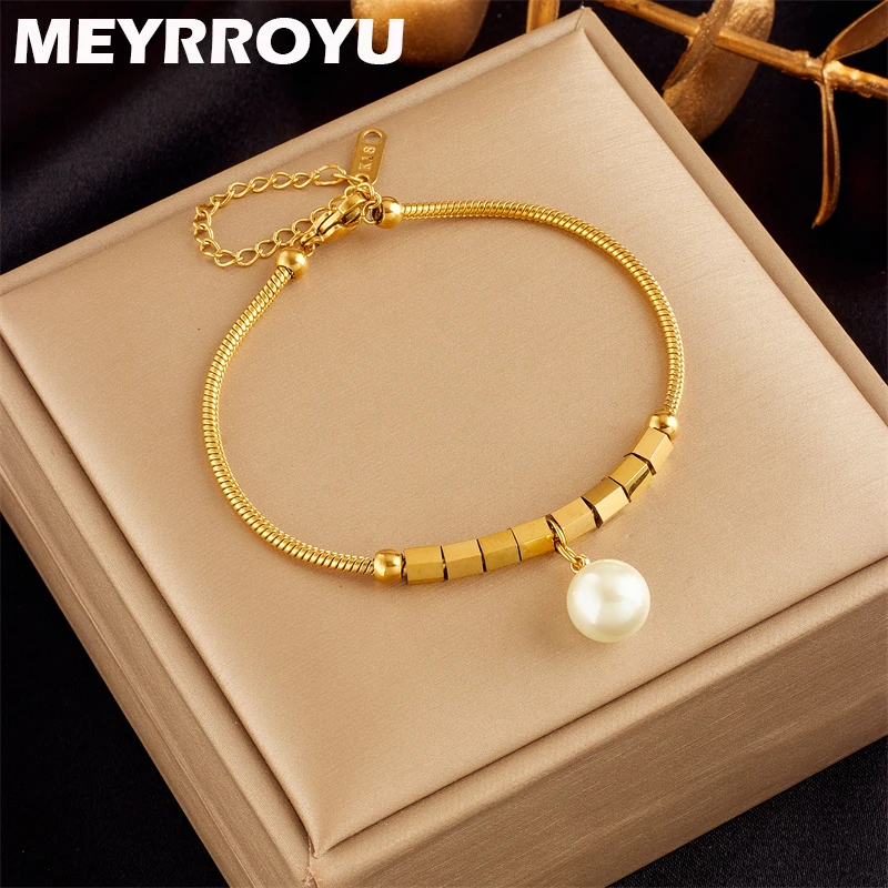 

MEYRROYU 316 Stainless Steel Freshwater Pearl Pendant Bracelet For Women New Arrival Exquisite Jewelry Gifts Bijoux Accessories