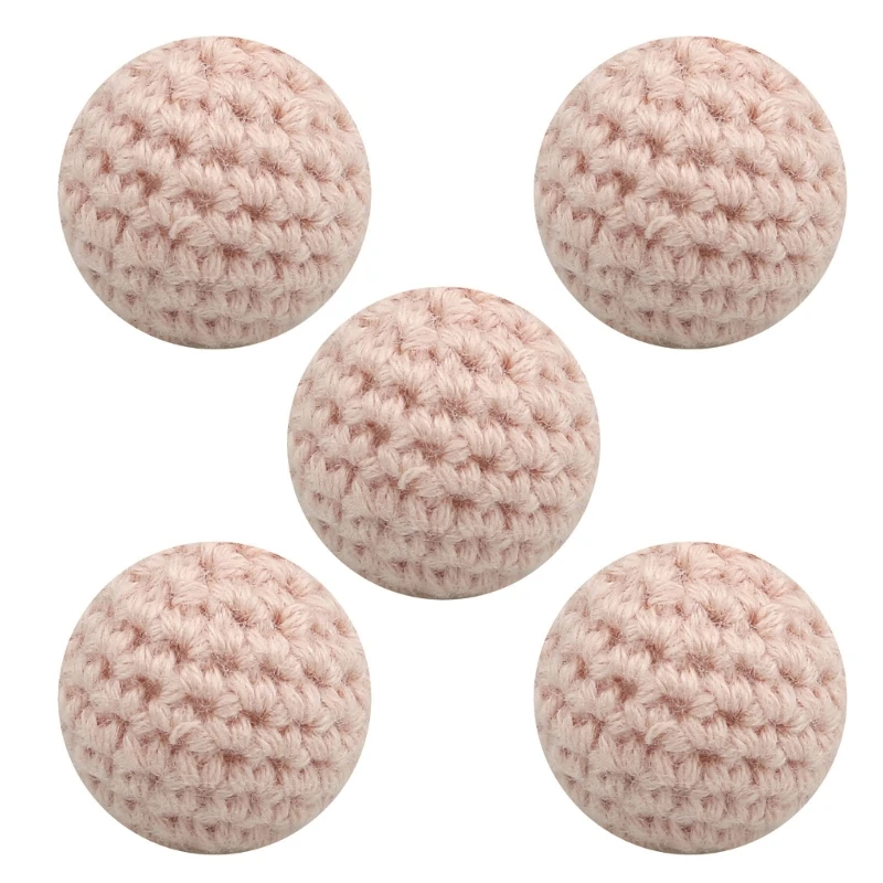 

L21F 5 Pieces Crochet Beads 36 Color 16mm Craft Beads for DIY Pacifier Clip Pendant Decorations Keychain Jewelry Craft Making