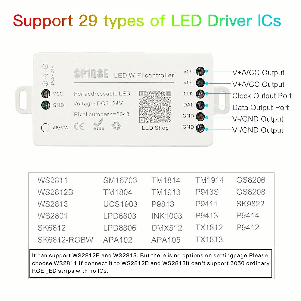 SP108E светодиодный диммер с пикселем Wi-Fi смарт-приложение адресная светодиодная