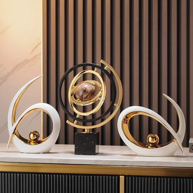 

Luxury Metal Conch Globe Ornaments Ceramic Crafts Home Bookcase Cabinet Furnishing Crafts Store Hotel Bar Decoration