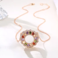 grier 2022 elegant girls jewelry crystal circle pendant necklace colorful zircon for women fashion necklace