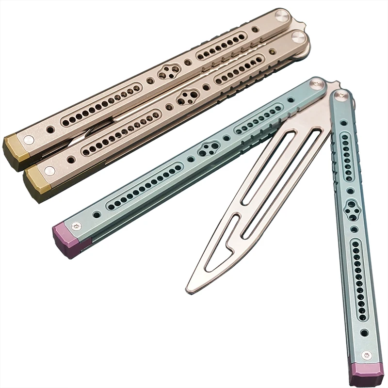 

original Balisong extremes Titanium Handle 440C blade Butterfly Trainer Knife bushing EDC Balisong knife tool