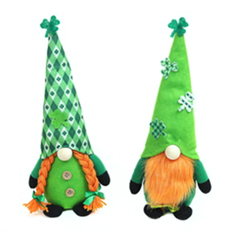 

St.Patrick's Day Gnome Plush Elf Decorations, Green Hat Doll Faceless Elderly Irish Festival Elf Faceless Doll Decor