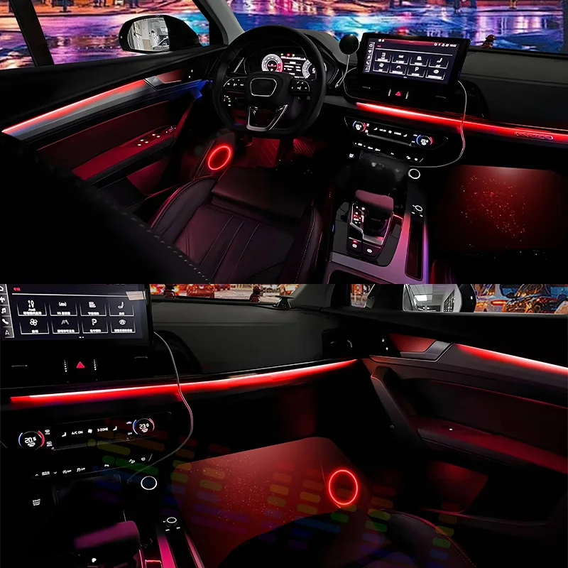 Фото Светодиодные лампы для Kia Sorento MQ4, цветная атмосферная подсветка, неоновые полосы для салона автомобиля, управление через приложение, 64 RGB-цвета. №3