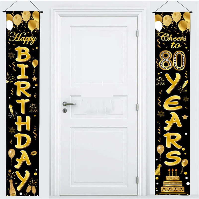 30 40 50 60 Happy Birthday Banner Background Cloth Decoration Party Decoration Disposable Tableware Set Bachelor Party Couplets images - 6