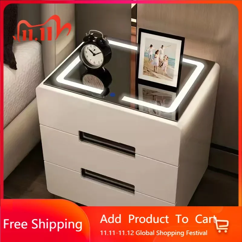 

Bedroom Luxury Night Table Cabinet Bedside Nordic Shelve Small Night Table Smart Drawers Modern Nachtkastje Furniture Sets