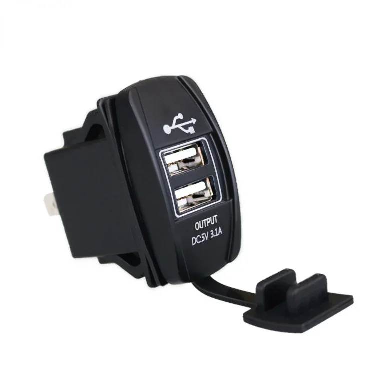 5V 3.1A Universal Car Charger Waterproof Dual USB Ports Auto Adapter Dustproof Phone