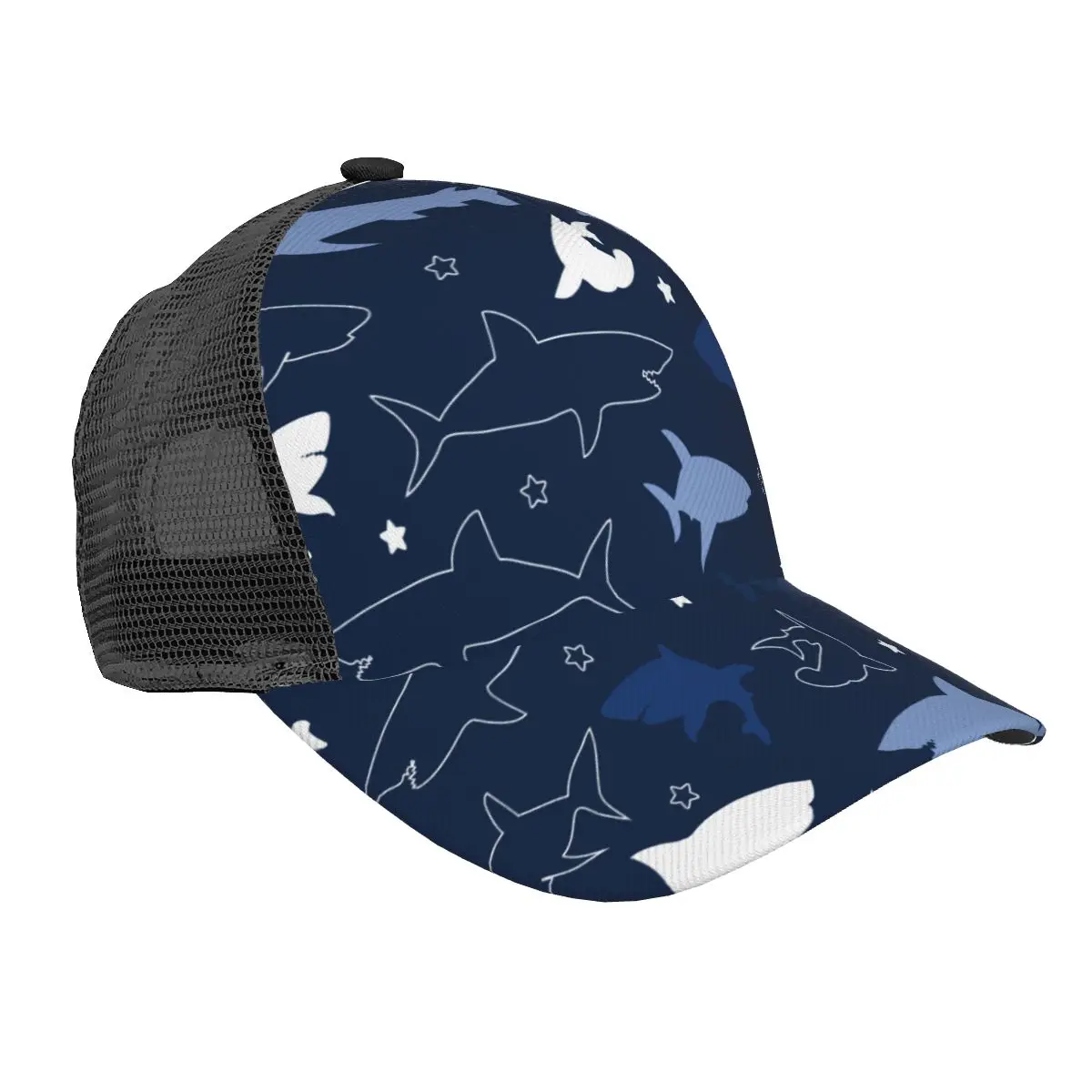 

Summer Quick Drying Baseball Cap Men Women Navy Shark Illustration Casual Mesh Breathable Snapback