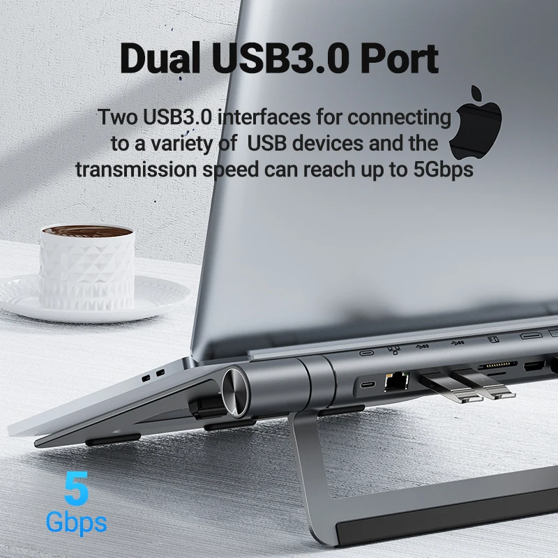 ACEFAST алюминиевый держатель для ноутбука 8 в 1 USB C концентратор док-станция 4K HDMI USB3.1