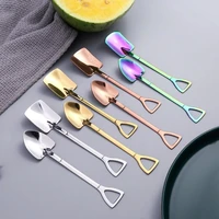 4pcs coffee shovel spoon 410 stainless steel unusual colorful dessert ice cream mini sugar spoons for kitchen tableware tools