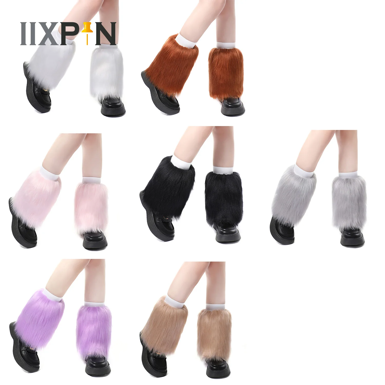 

1 Pair Women Girls Plush Leg Covers Sexy Leg Warmers Y2K Goth Imitation Rabbit Fur Stockings Boot Covers Dyed Fur Shoe Covers
