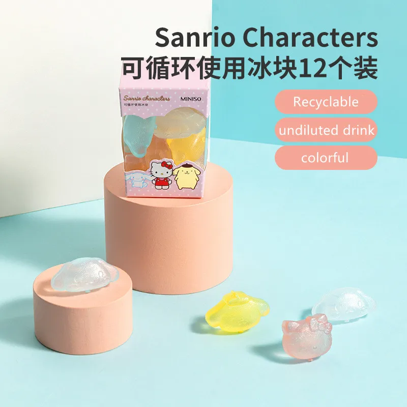 

12Pcs Kawaii Sanriod Periphery Kitchen Series Kitty Cinnamoroll Cute Creative Ice Hockey Mold Pe Material Recyclable Ice Cubes