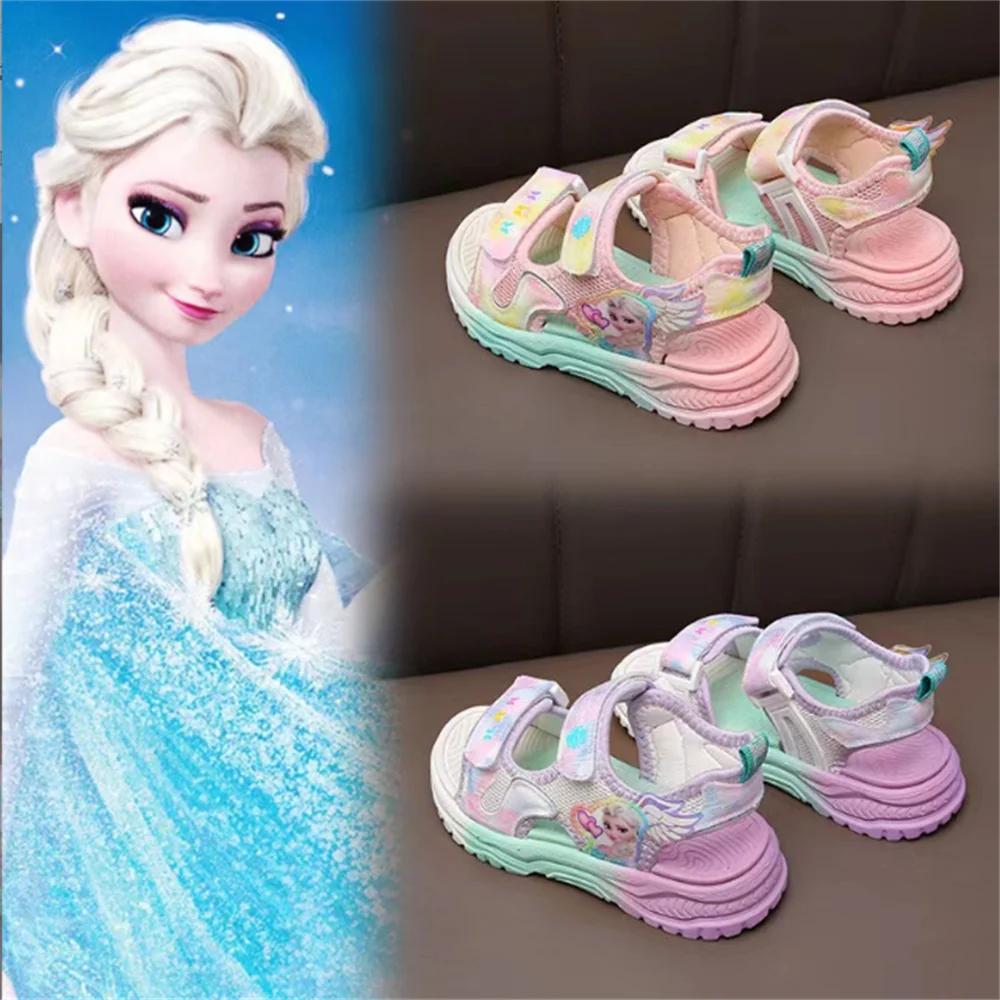 

2022 Girls Frozen Spot Summer New Sandals Fashion Casual Comfortable Breathable Flat Wing Sandals
