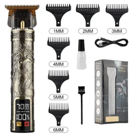 T9 LCD Electric Hairdresser Oil Shaving Head Electric Pusher Carving Electric Pusher Clipper Hair Precision Trimmer for Men Care