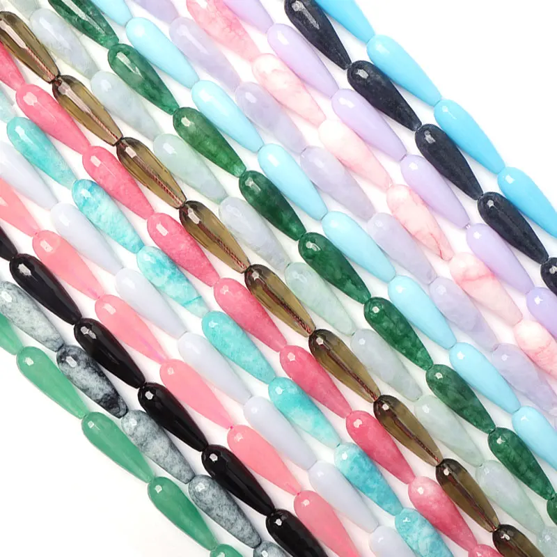 

5A Natural Faceted Colorful Jades Agate Cystal Gourd Water Drop Loose Stone Beads For DIY Jewelry Making Bracelet Accessories