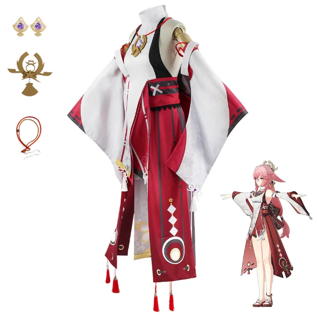 

Game Genshin Impact Cosplay Costumes Yae Miko Guuji Cosplay Costume Uniforms Clothes Suits Dresses Wear Outfits Kimonos