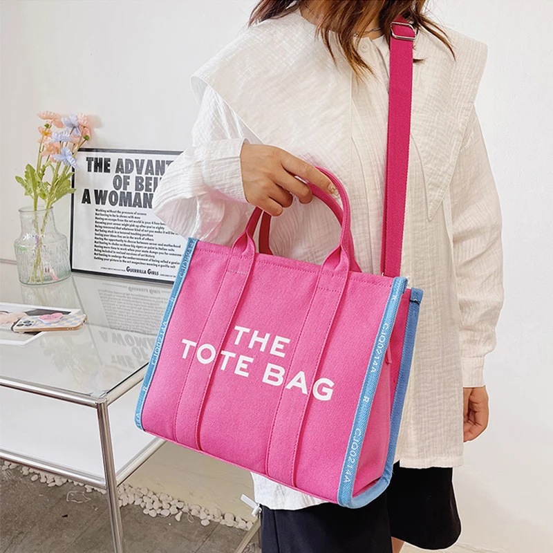 Fashion Canvas Tote Bag Women Luxury Designer Shoulder Bags Zipper Black Ladies Crossbody Bags Large White Shopping Bags Purses