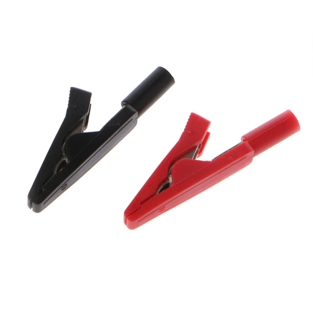 

2Pcs Insulated Alligator Clip 2mm Battery Test Clip Banana Female Adapter Meter Test Multimeter Pen Cable Probes Crocodile Clip