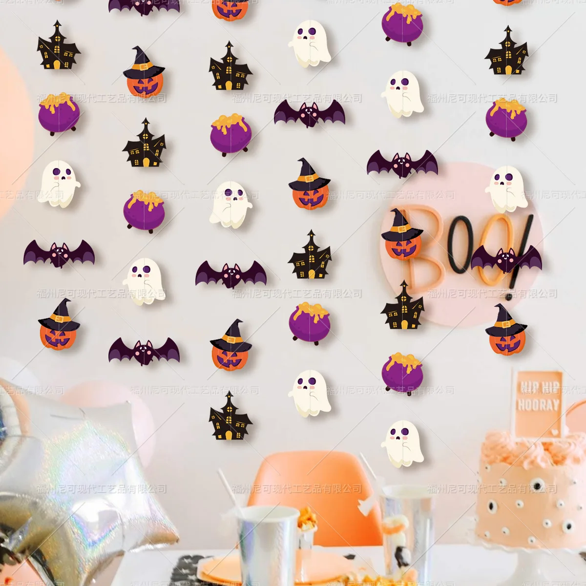 

Cute Cartoon Halloween Banner Bat Ghost Halloween Pumpkin Paper String Happy 2023 Halloween Party Decor For Home Kids Favor