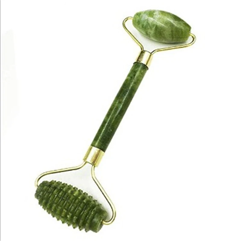 

Натуральный нефритовый ролик для массажа лица, косметический контейнер с двойной головкой, роликовый массажный ролик, Прямая поставка