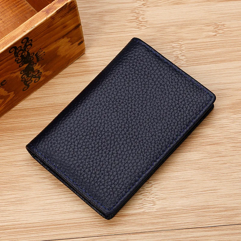 Card Holder Leather Wallet For Men Multi-Function Rfid Anti-Magnetic Contrast Color Ribbon Business Mini ID Credit Card Holders