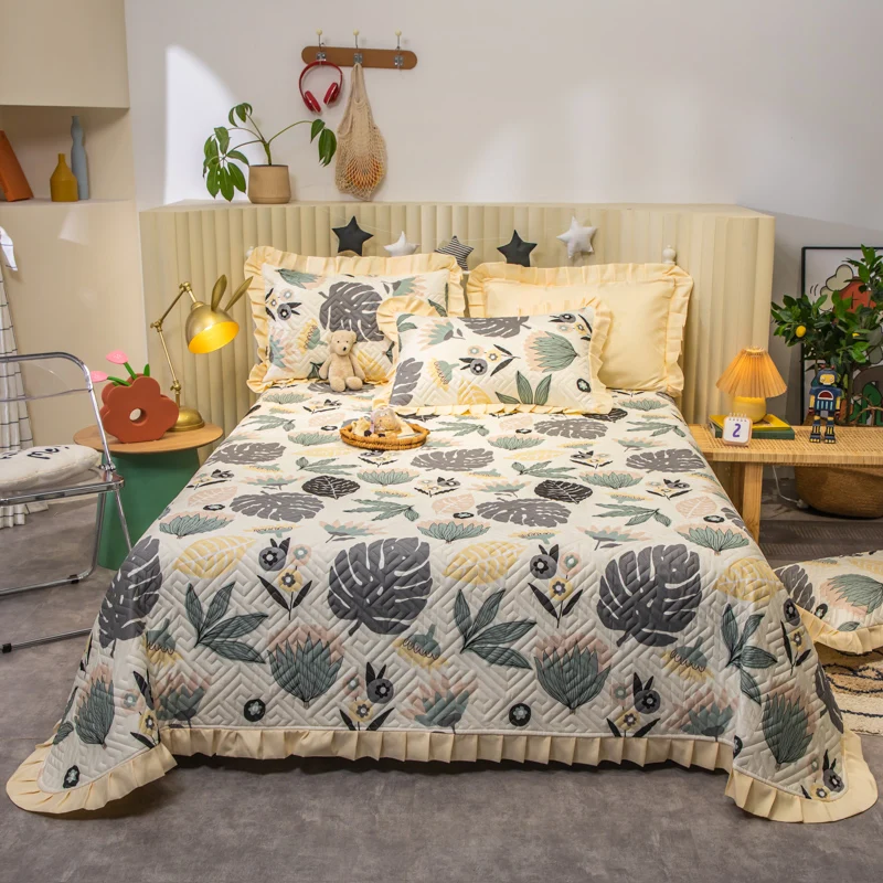 New Printing Cotton Bed Cover Anti-Scratch Bedspread Washable Sofa Mat Single Double Queen King Size Bed Sheet