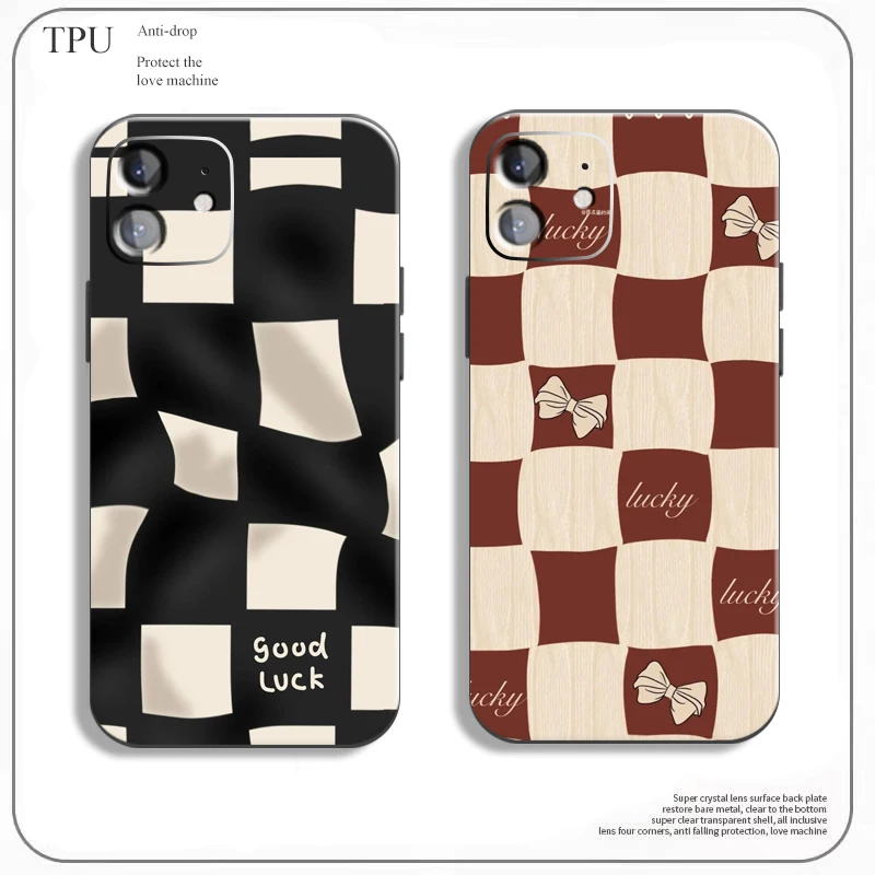 

Cartoon Grid Phone Case Coque For iPhone 7 8 Plus XR X XS MAX Classic Plaid Phone Cover For iPhone 11 13 Pro 12 MAX Mini SE 2020