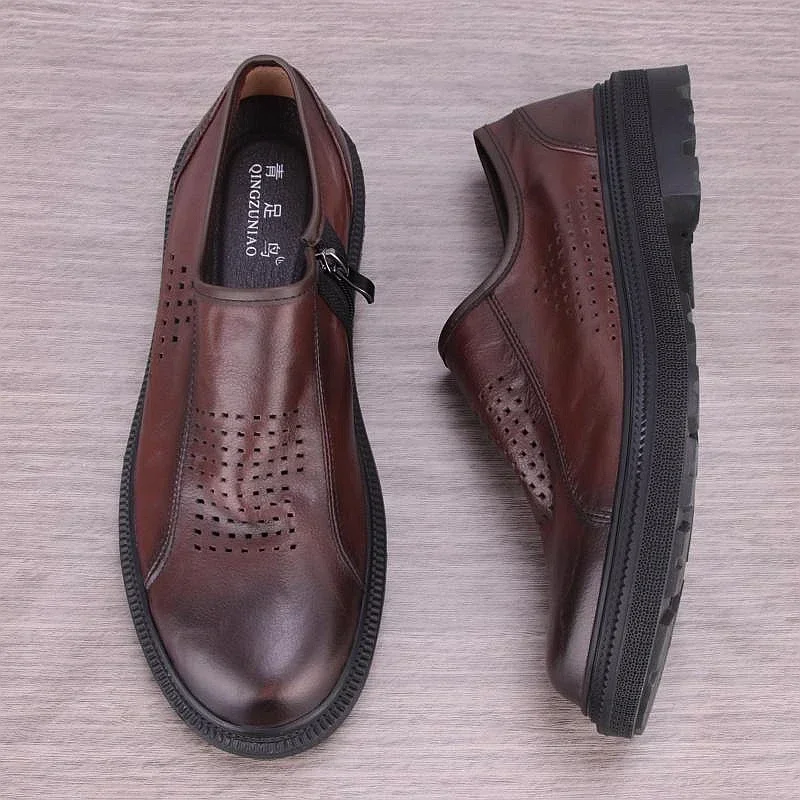 Винтажная мужская повседневная обувь из натуральной кожи летние