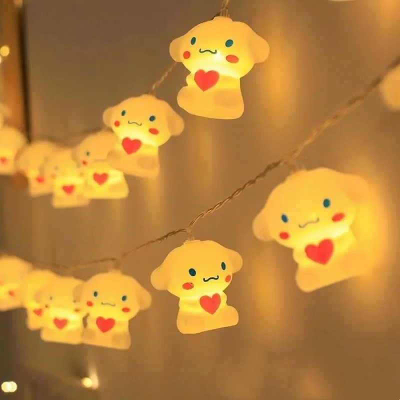 Kawaii Sanrio Hello Kitty огни струна батарея для спальни атмосферное освещение украшение