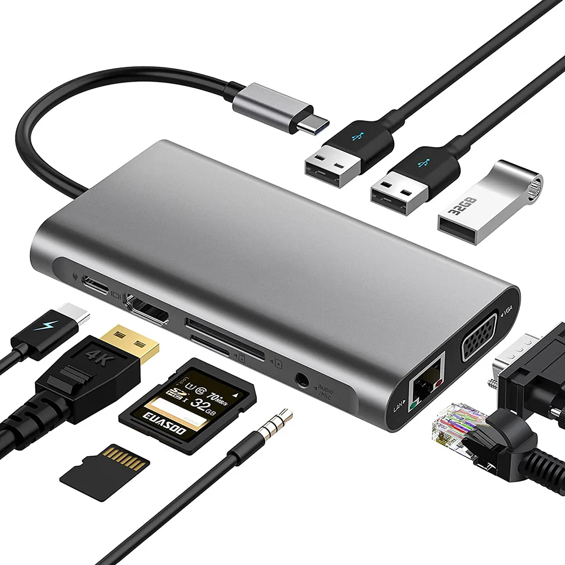 

Док-станция 10 в 1 с портом USB Type-c на HDMI, 4K