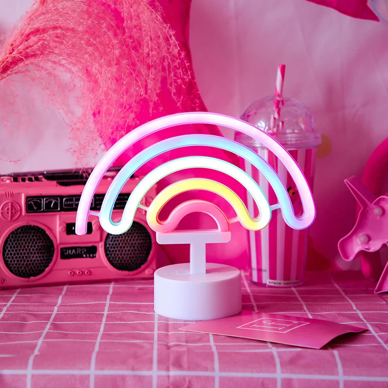 

Cute Rainbow Neon Sign LED Night Light Lamp for Dorm Decor Unicorn Flamingo Neon Lamps Wall Decor for Girls Bedroom Christmas
