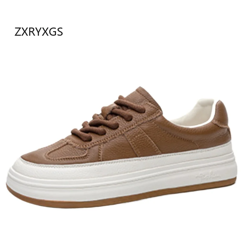 ZXRYXGS 2025 Новые кроссовки премиум-класса на шнуровке из натуральной кожи белые