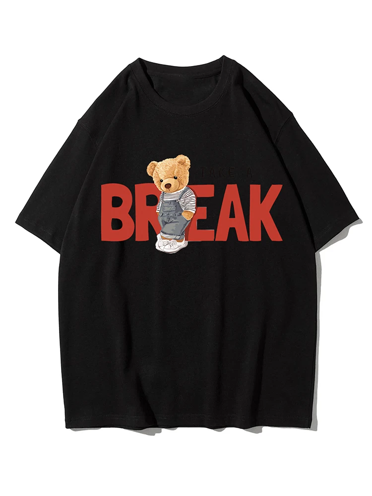 

Cotton Casual Tshirts Tees Customizable Bear Printed Cute Funny Men's and Women's Summer Short Sleeve T-Shirt Fashion Large Size