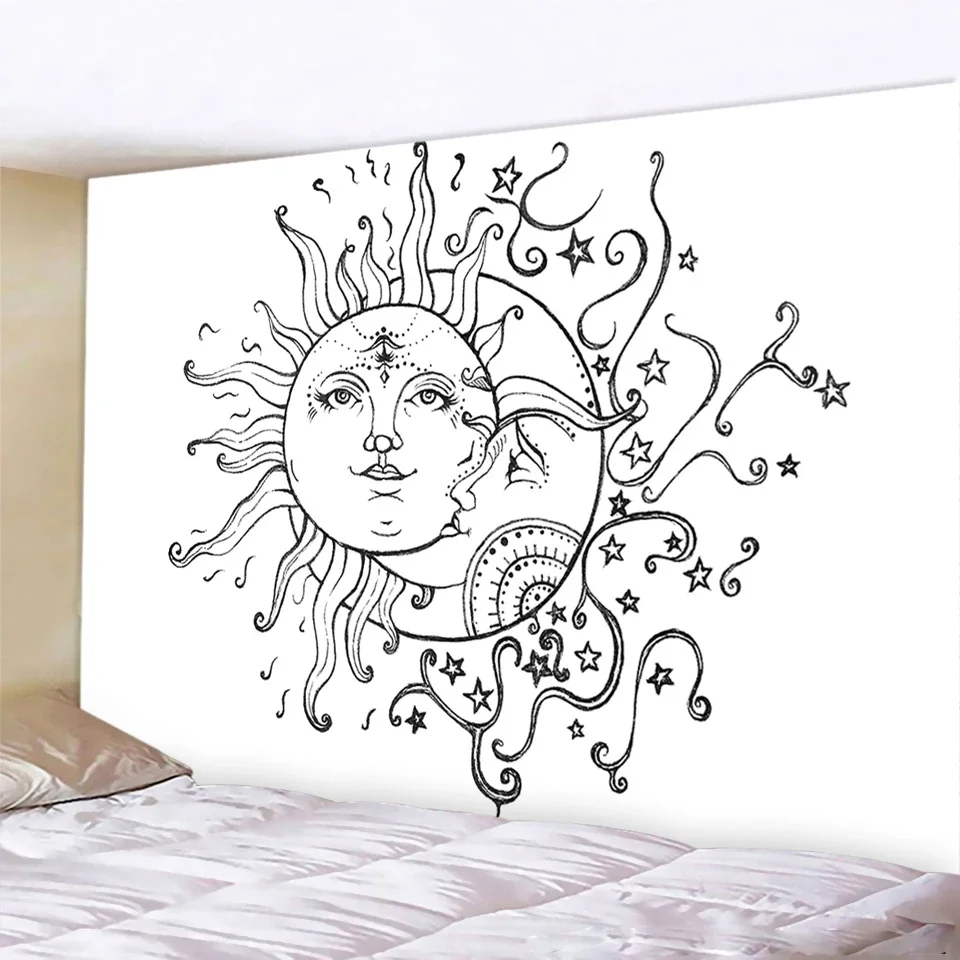 Черно-белый гобелен в виде дьявола мандала хиппи стандартное украшение для