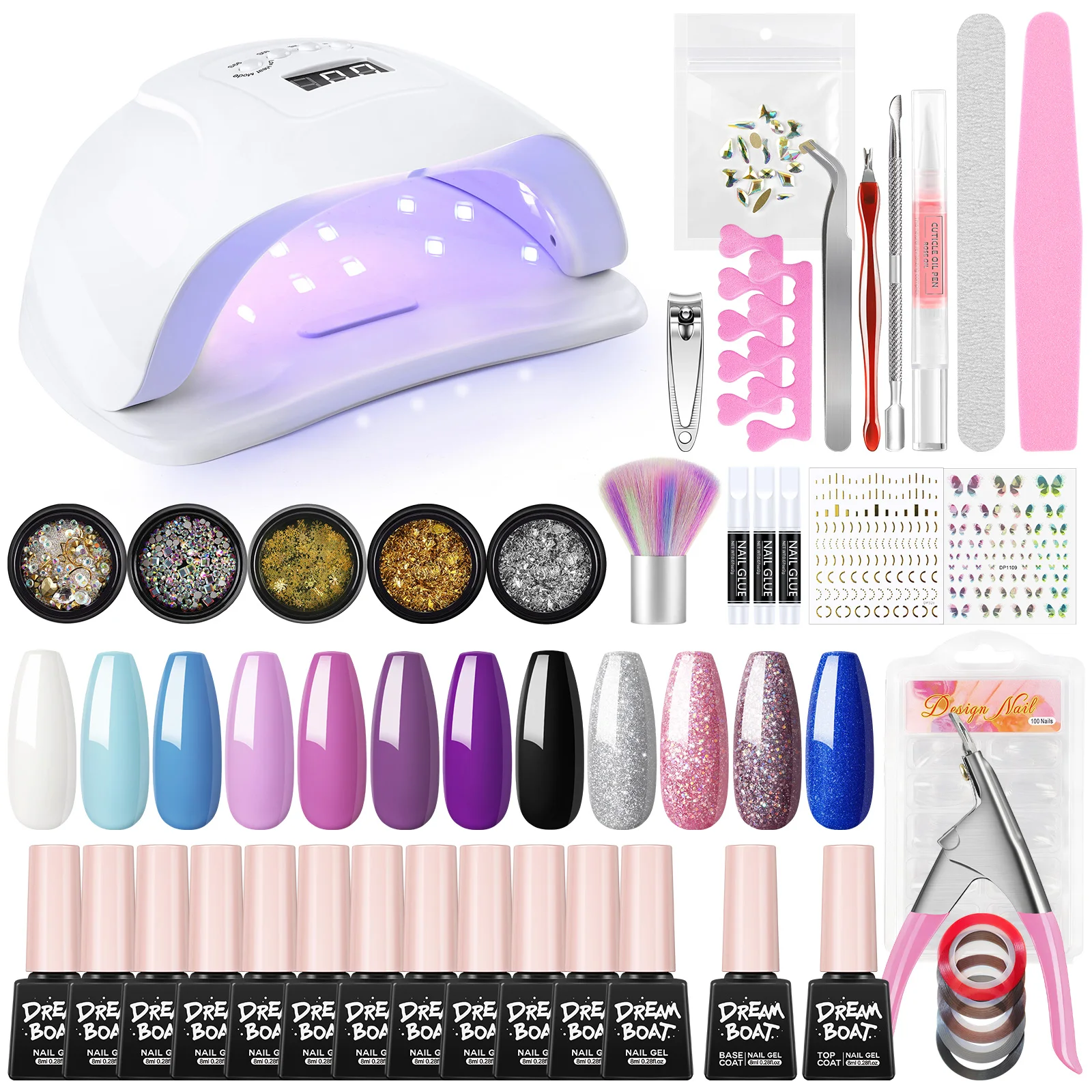 

Manicure Set Gel Nail Polish Kit Semi Permanant Varnish Nail Art Decorations Tips Base Top UV LED Lamp Gel Polish