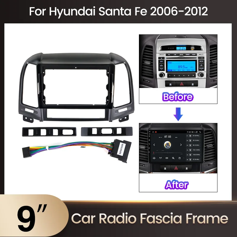 9-дюймовая Автомобильная магнитола Fascia Для Hyundai Santa Fe 2006 ~ 2012 Мультимедийная панель